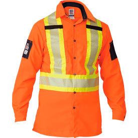 Big Bill High-Vis Long Sleeve Shirt Tear and Rip Resistant XL Orange 144HVP-R-ORA-XL