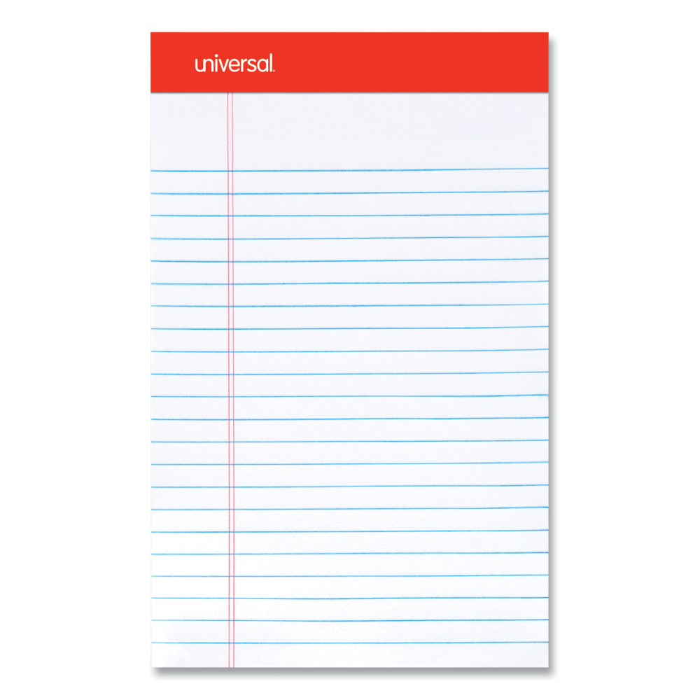 Universal Perforated Ruled Writing Pads, Narrow Rule, 5in x 8in, White, Pack Of 12 Pads (Min Order Qty 5) MPN:46300