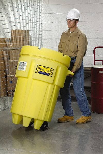 95 Gallon Capacity, Half Turn Push Down Lid, Yellow Salvage Drum w/Wheels MPN:1299-YE