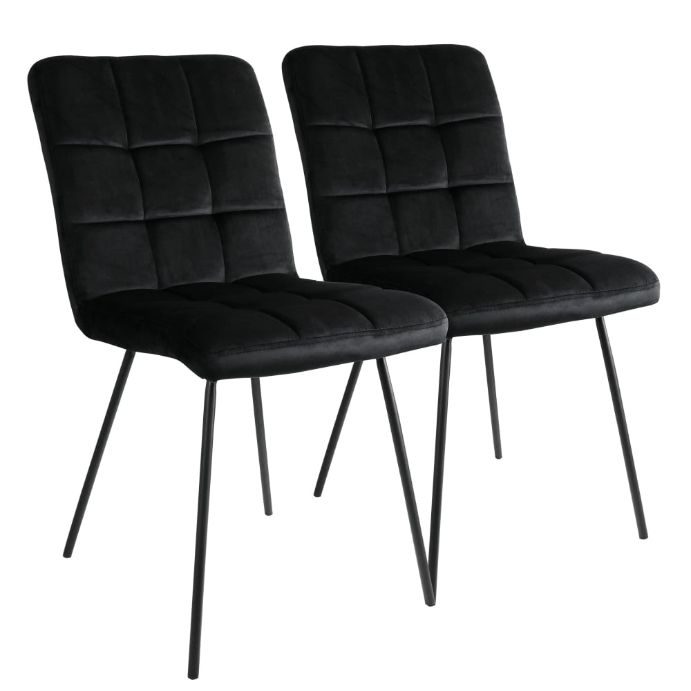 Elama Velvet Tufted Chairs, Black/White, Set Of 2 Chairs MPN:995116763M