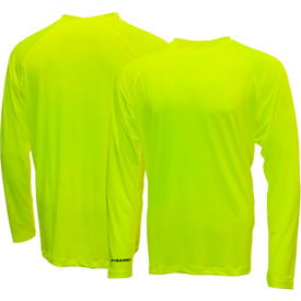 Pyramex® RLP1NS Long Sleeve Pullover T-Shirt with UV Protection 2XL Hi-Vis Lime RLP110NSX2