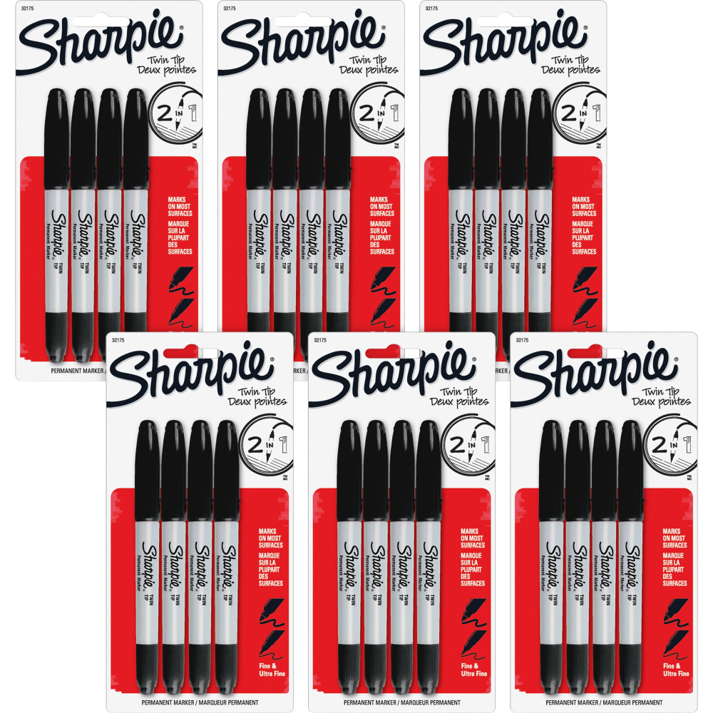 Sharpie Twin Tip Markers - Fine, Ultra Fine Marker PointAlcohol Based Ink - 24 / Bag MPN:32175PPBG