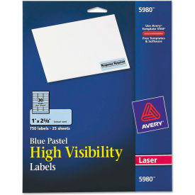 Avery® High-Visibility Laser Labels 1 x 2-5/8 Pastel Blue 750/Pack 5980