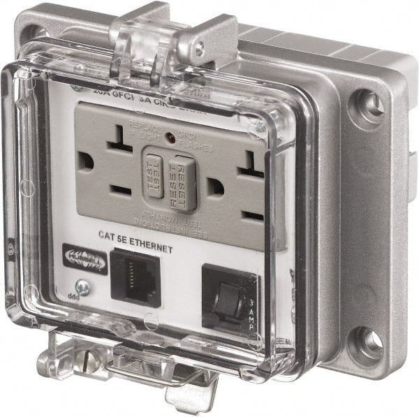 1 Port, 3 Power Receptacle, Ethernet, Clear Data Port Receptacle MPN:PR205EB