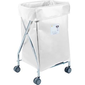 R&B Wire Products Wide Collapsible Hamper Steel White Vinyl Bag 655WHT