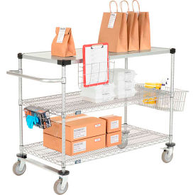 Nexelate® Curbside Cart w/3 Shelves & Polyurethane Casters 48