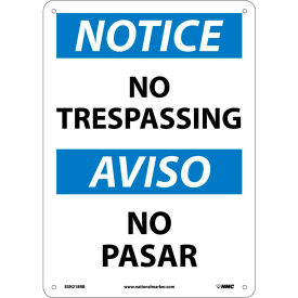 NMC™ Bilingual Plastic Sign Notice No Trespassing 10