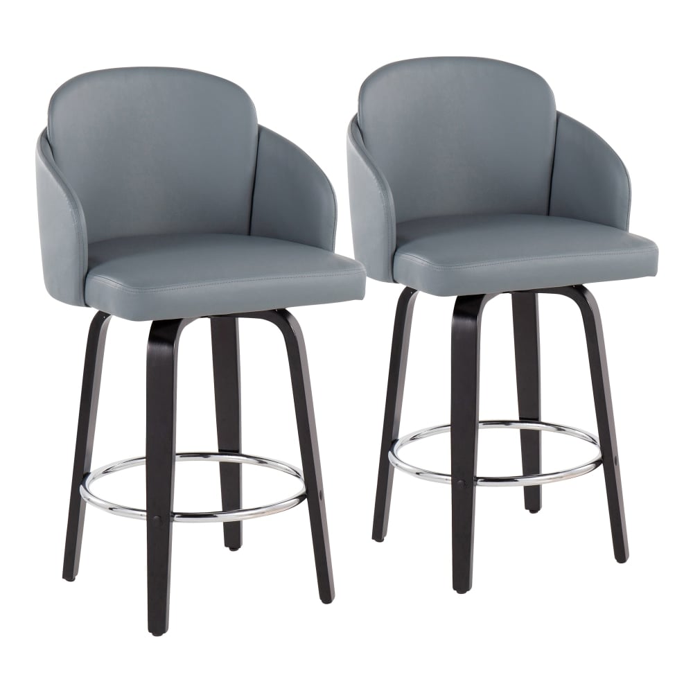 LumiSource Dahlia Faux Leather Counter Stools, Gray/Black, Set Of 2 MPN:B26-DAHLIA-R2 BKPUGY2