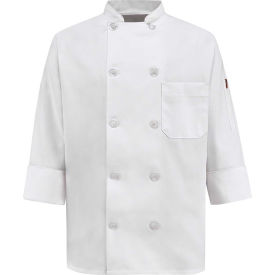 Chef Designs Women's 10 Button-Front Chef Coat Pearl Buttons White Polyester/Cotton L 0401WHRGL