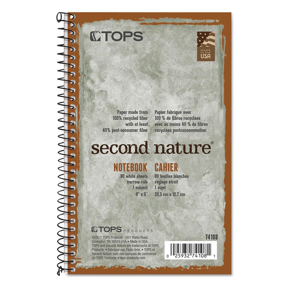 Note Pads, Writing Pads & Notebooks, Product Type: Journals , Paper Color: White , Style of Rule: Narrow , Cover Color: Green , Binding Location: Side  MPN:TOP74108