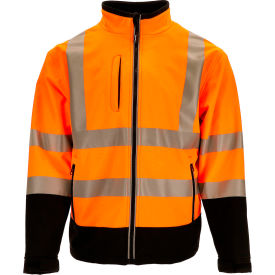 RefrigiWear® Men's HiVis Softshell Insulated Jacket XL Black/Orange 9291RBORXLGL2