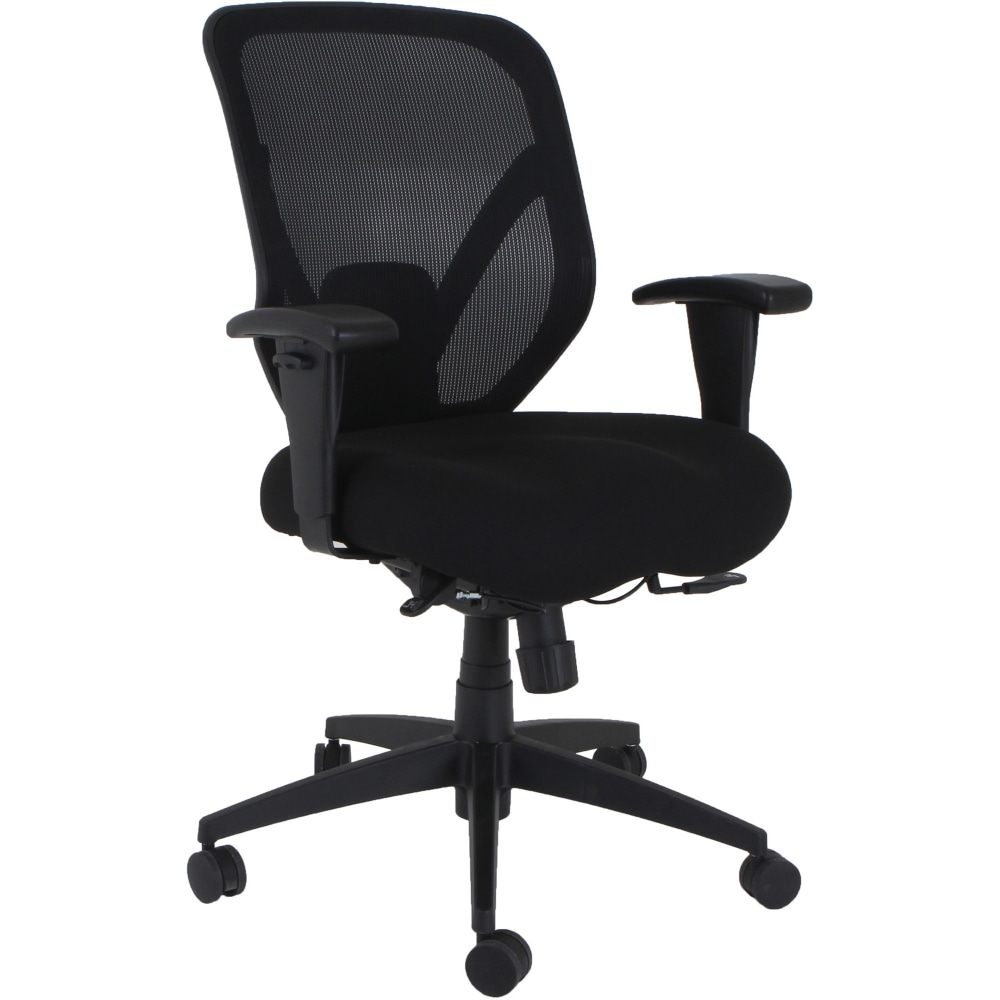 Lorell Executive Mesh High-Back Office Chair - Black Fabric Seat - Black Mesh Back - High Back - 5-star Base - Armrest - 1 Each MPN:40212