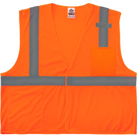 Ergodyne GloWear 8210HL-S Mesh Hi-Vis Safety Vest Class 2 Economy Single Size 3XL Orange 24537