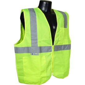 Radians® SV2Z Economy Class 2 Solid Safety Vest W/ Zipper Hi-Vis Green 2XL - Pkg Qty 12 SV2ZGS2X
