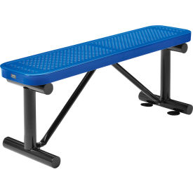 GoVets™ 4' Outdoor Steel Flat Bench Perforated Metal Blue 742BL695