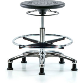 Blue Ridge Ergonomics™ Cleanroom Stool with Glides and Footring - Medium Bench Height - Black CLR-IPMBSO-CR-CF-RG-BLK