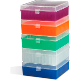 Bel-Art 100-Place Plastic Freezer Storage Boxes Assorted Colors 5Pk 188510016