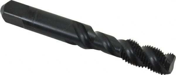 Spiral Flute Tap: 3/8-24, UNF, 3 Flute, Bottoming, 3B Class of Fit, High Speed Steel, Oxide Finish MPN:K033021AS