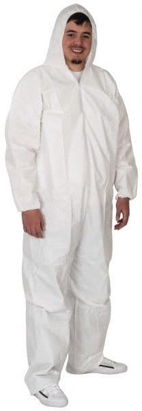 Non-Disposable Rain & Chemical-Resistant Coverall: White, Film Laminate MPN:KM-CVL-KG-HE-XL