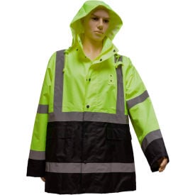 Petra Roc Rain Parka Jacket ANSI Class 3 300D Oxford/PU Coating Lime/Black 2XL LBRJK-C3-2X