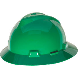 MSA V-Gard® Slotted Full-Brim Hat With 1-Touch Suspension Green - Pkg Qty 20 10058323
