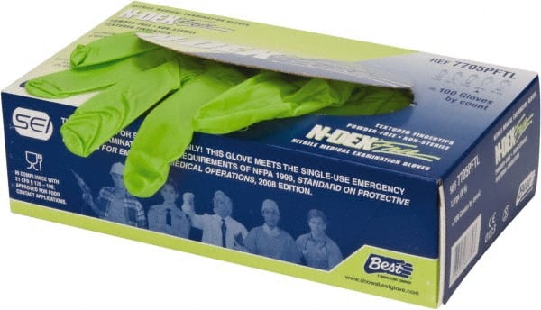 Disposable Gloves: Size Large, 4.0000 mil, Nitrile-Coated Nitrile, Food Grade, Unpowdered, Biodegradable MPN:7705PFTL