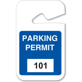 Brady® 96262 Rearview Mirror Hanging Tags #101 - 200 Parking Permits Blue 2-3/4