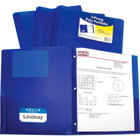 C-Line Products Two-Pocket Heavyweight Poly Portfolio Folder with Prongs Blue 25 Folders/Set 33965-BX