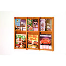 6 Magazine/12 Brochure Oak & Acrylic Wall Display - Medium Oak LM-9MO