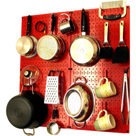 Wall Control Kitchen Pegboard Pack Storage & Organization Kit Red 32