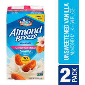 BLUE DIAMOND Almond Breeze Unsweetened Vanilla Almondmilk 64 fl oz 2 Pack 30700081