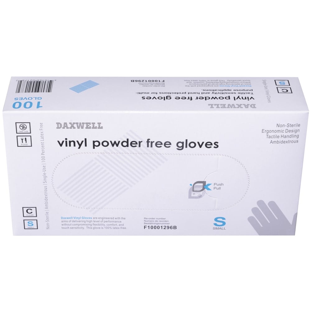 Powder-Free Vinyl Gloves, Small, Box Of 100 (Min Order Qty 12) MPN:F10001296BX