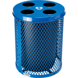 GoVets™ Outdoor Steel Diamond Recycling Can With Multi-Stream Lid 36 Gallon Blue 367RBL641