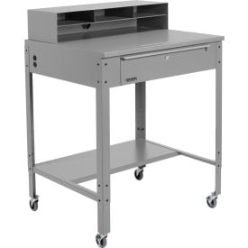 GoVets™ Flat Mobile Shop Desk w/ Pigeonhole Riser 34-1/2