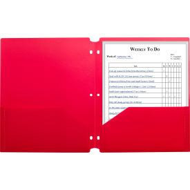 C-Line® Two-Pocket Poly Portfolio Folder with 3-Hole Punch Red 25/Set 33934-BX