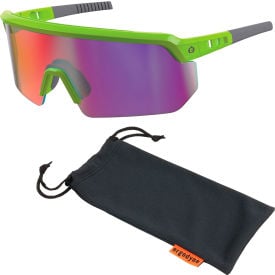 Ergodyne® Skullerz Half Frame Safety Sunglasses Anti Fog & Scratch Purple Lens Lime Frame 55061