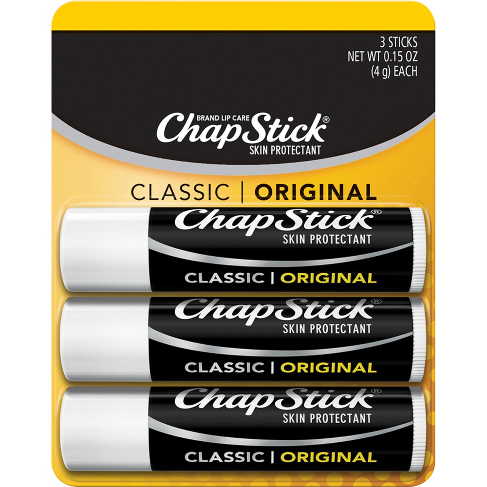 ChapStick Classic Lip Balms, Original, 0.15 Oz, Pack Of 3 Sticks (Min Order Qty 10) MPN:GKC70130