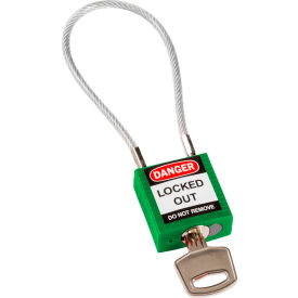 Brady® 146123 Cable Safety Padlock With Label 4-3/16