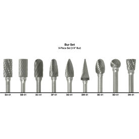 Cle-Line 1855 Double-Cut Bur 9 Piece Set with 1/8 Shank and 1/4 Set Size C17769