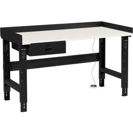 GoVets™ 48 x 30 Adj Height Workbench w/Drawer Black- ESD Square Edge Top 683ABK318