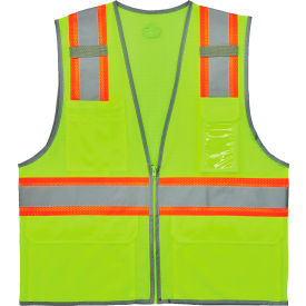 Ergodyne GloWear 8246Z-S Two-Tone Mesh Hi-Vis Safety Vest Class 2 Single Size 4XL Lime 24568