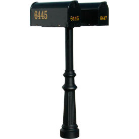 The Hanford Twin Post (No Support Brace) With Fluted Base & E1 Economy Mailbox HPNS2-800-E1