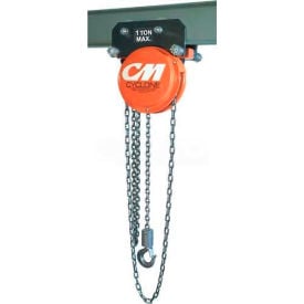 CM Cyclone Hand Chain Hoist on Plain Trolley 1/2 Ton 20 Ft. Lift 4791