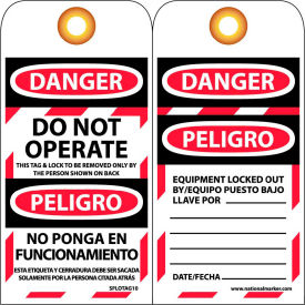 Bilingual Lockout Tags - Do Not Operate - Bloqueado No Ponga En Funcionamiento SPLOTAG10