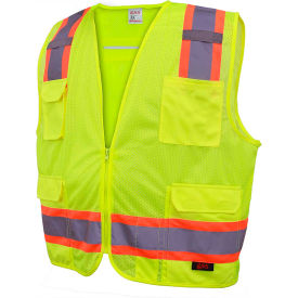 GSS Safety 1503 Premium Class 2 Fall Protection Mesh 6 Pockets Safety Vest Lime 2XL 1503-2XL