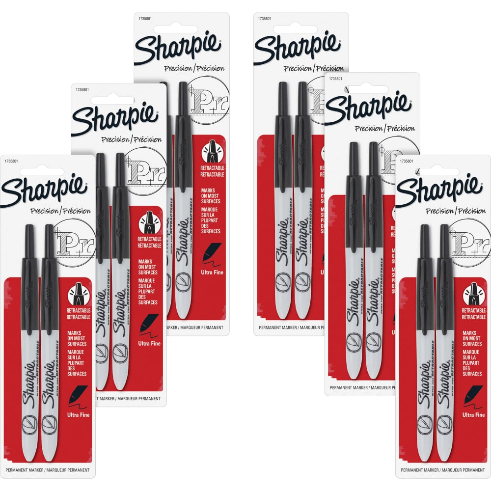 Sharpie Retractable Ultra-Fine Point Permanent Markers - Ultra Fine Marker Point - Retractable - 12 / Box (Min Order Qty 2) MPN:1735801BX