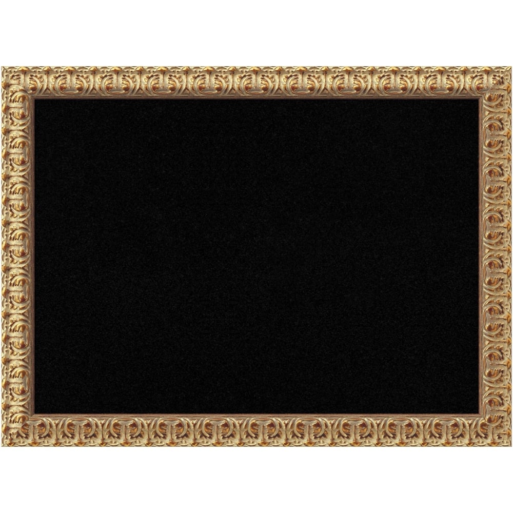 Amanti Art Florentine Non-Magnetic Cork Bulletin Board, 31in x 23in, Black, Gold Wood Frame MPN:A42703980200