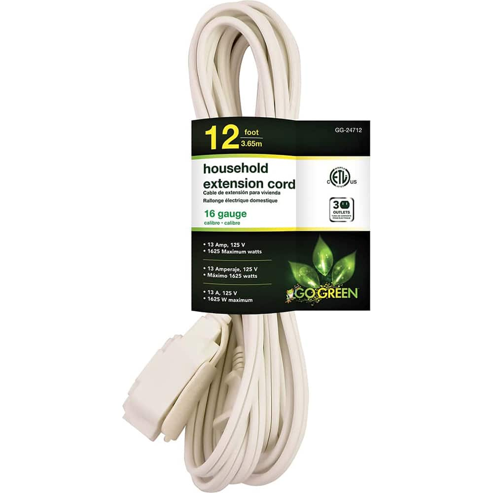 Power Cords, Cord Type: Replacement Cord , Overall Length (Feet): 12 , Cord Color: White , Amperage: 13 , Voltage: 125  MPN:GG-24712