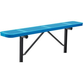 GoVets™ 6' Outdoor Steel Flat Bench Perforated Metal In Ground Mount Blue 075IBL262