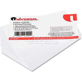 Universal Unruled Index Cards 3 x 5 White 100/Pack 47200